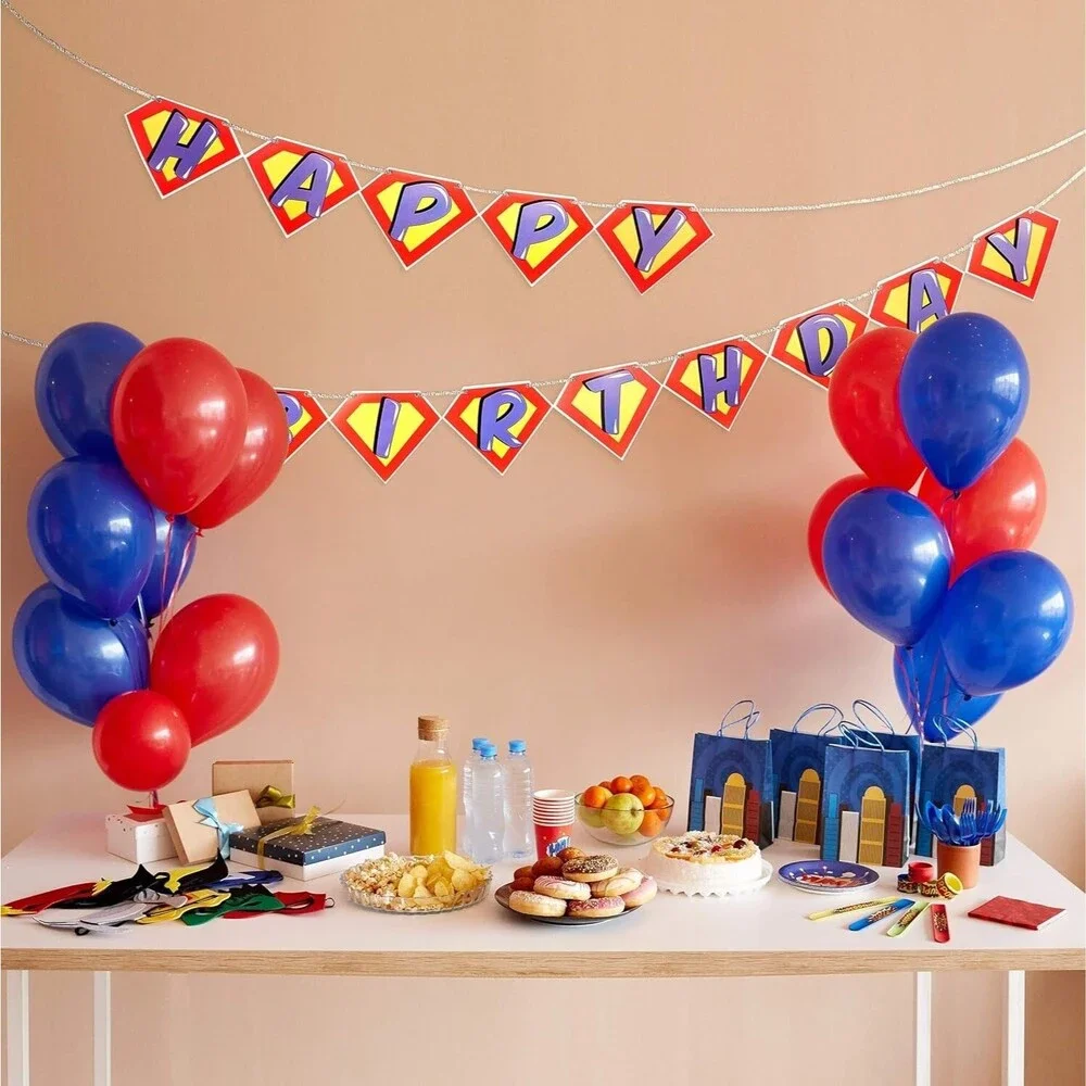 Superhero Kid's Party Supplies - Felt Masks, Birthday Party Favors for 8 Guest